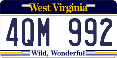 WV license plate 4QM992