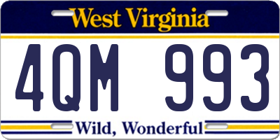 WV license plate 4QM993