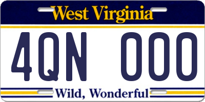 WV license plate 4QN000