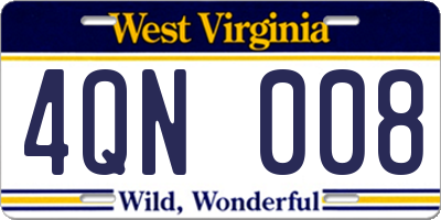 WV license plate 4QN008