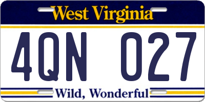 WV license plate 4QN027