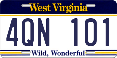WV license plate 4QN101