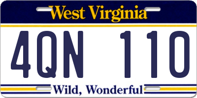 WV license plate 4QN110