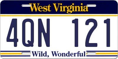 WV license plate 4QN121