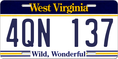 WV license plate 4QN137