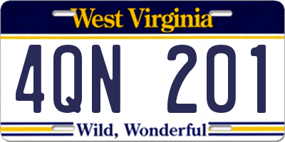 WV license plate 4QN201