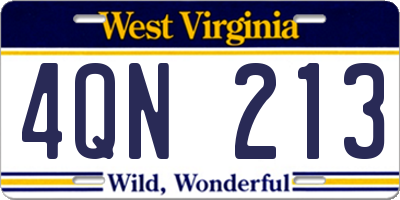 WV license plate 4QN213
