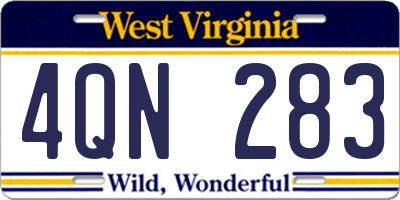 WV license plate 4QN283