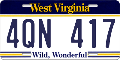 WV license plate 4QN417