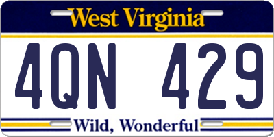 WV license plate 4QN429