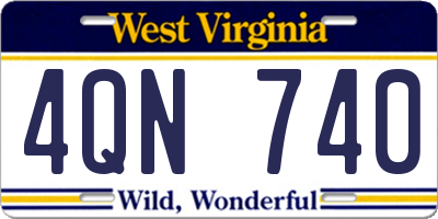 WV license plate 4QN740