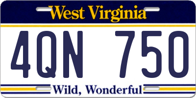 WV license plate 4QN750