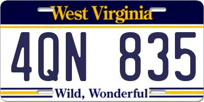 WV license plate 4QN835