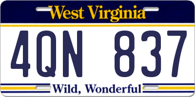 WV license plate 4QN837