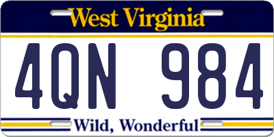 WV license plate 4QN984