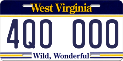 WV license plate 4QO000