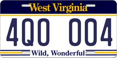 WV license plate 4QO004