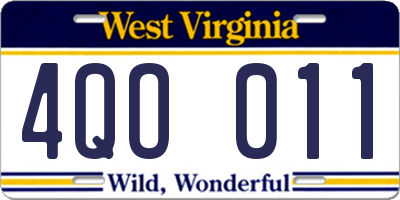 WV license plate 4QO011