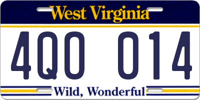 WV license plate 4QO014