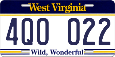 WV license plate 4QO022