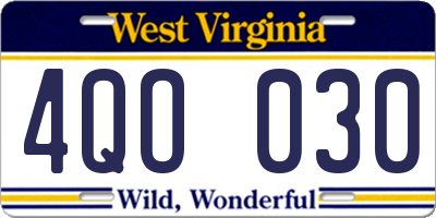 WV license plate 4QO030