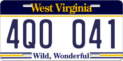 WV license plate 4QO041