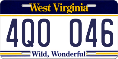 WV license plate 4QO046