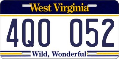 WV license plate 4QO052