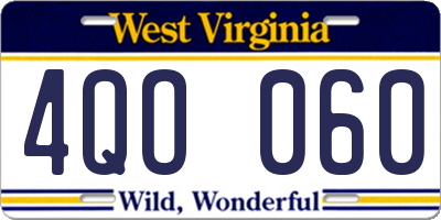 WV license plate 4QO060