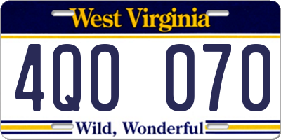 WV license plate 4QO070
