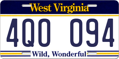 WV license plate 4QO094