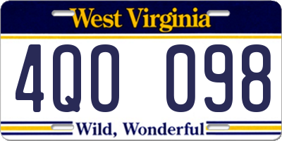WV license plate 4QO098