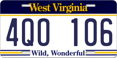 WV license plate 4QO106