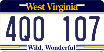 WV license plate 4QO107