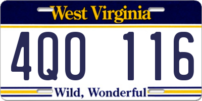 WV license plate 4QO116