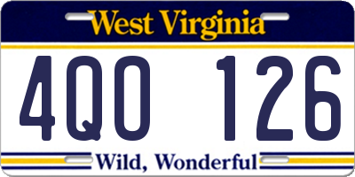 WV license plate 4QO126
