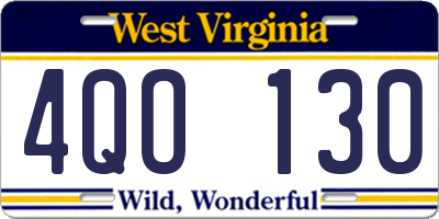 WV license plate 4QO130
