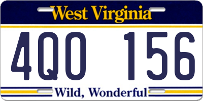 WV license plate 4QO156