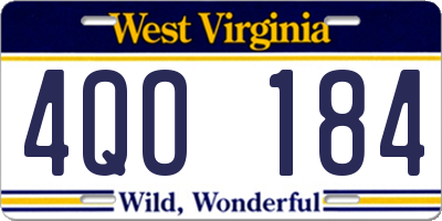 WV license plate 4QO184