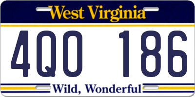WV license plate 4QO186
