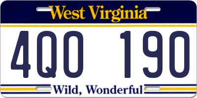 WV license plate 4QO190