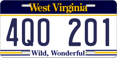 WV license plate 4QO201