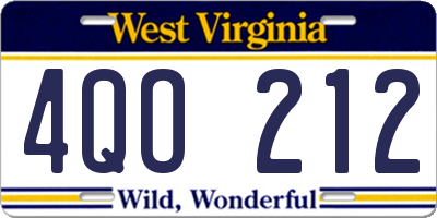 WV license plate 4QO212