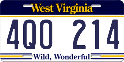 WV license plate 4QO214