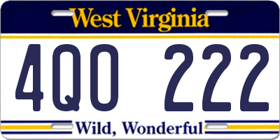 WV license plate 4QO222