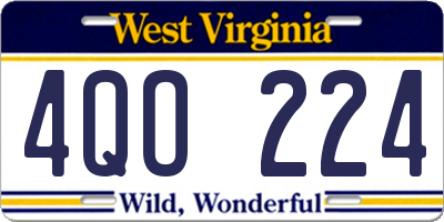 WV license plate 4QO224