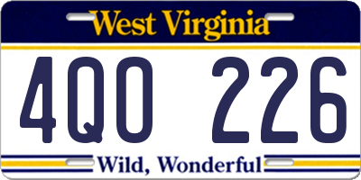 WV license plate 4QO226