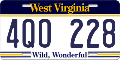 WV license plate 4QO228