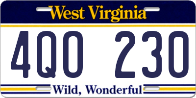 WV license plate 4QO230