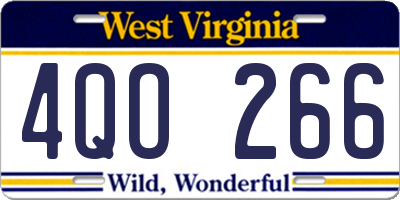 WV license plate 4QO266